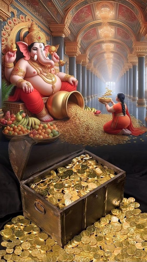 AI Ganesha Deva Photo Creation with Gold Collection